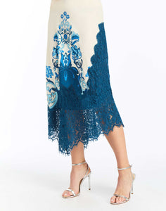 Gracie Lace Midi Skirt in Grotto Flourish