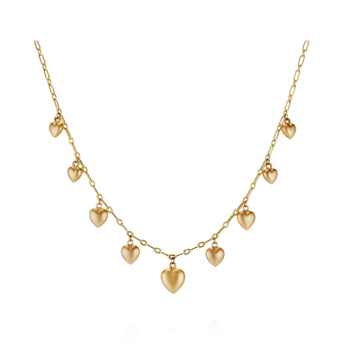 Graduated Puffy Heart Necklace
