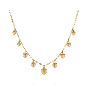 Graduated Puffy Heart Necklace