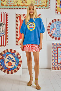 Graphic Sweatshirt in Turkish Blue