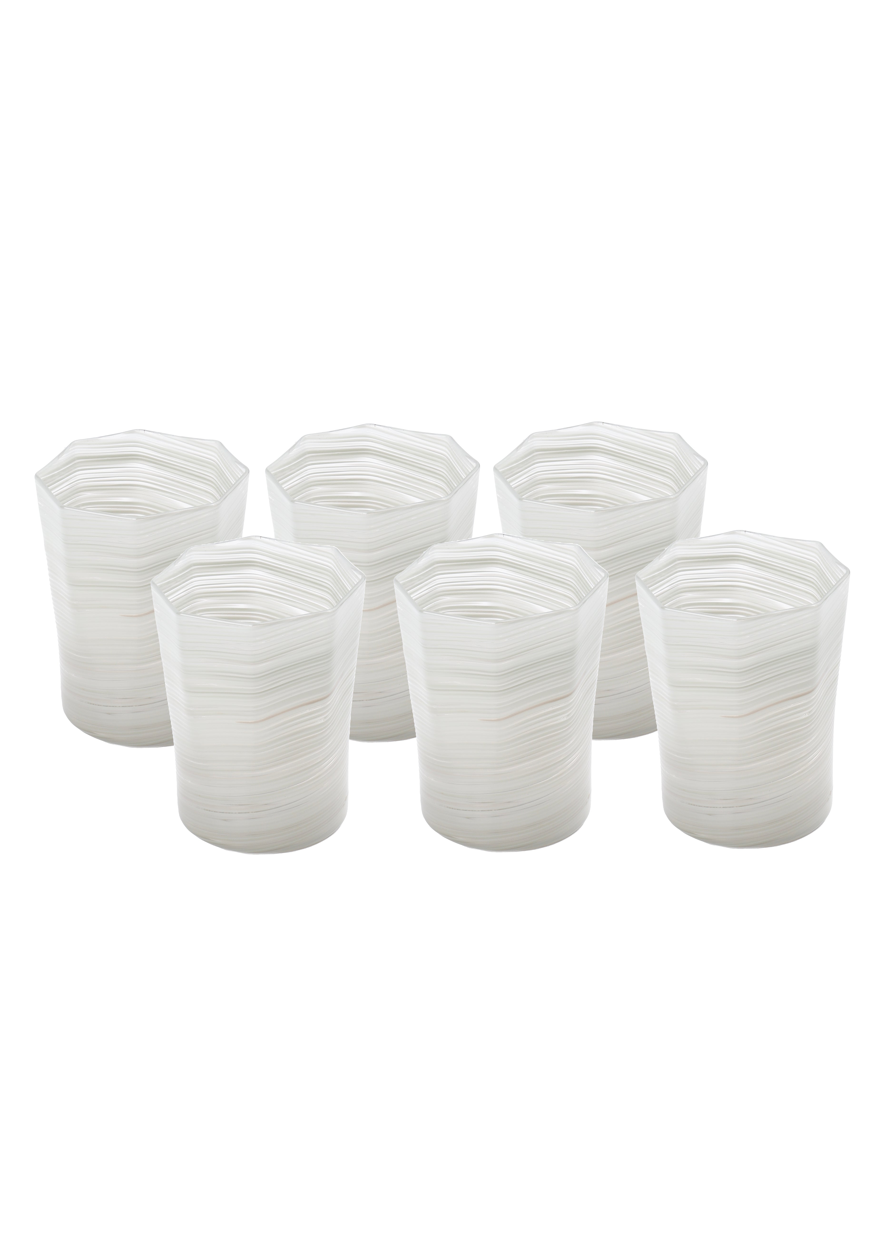 Short Hand Blown Tumbler in Grey, Set of 6