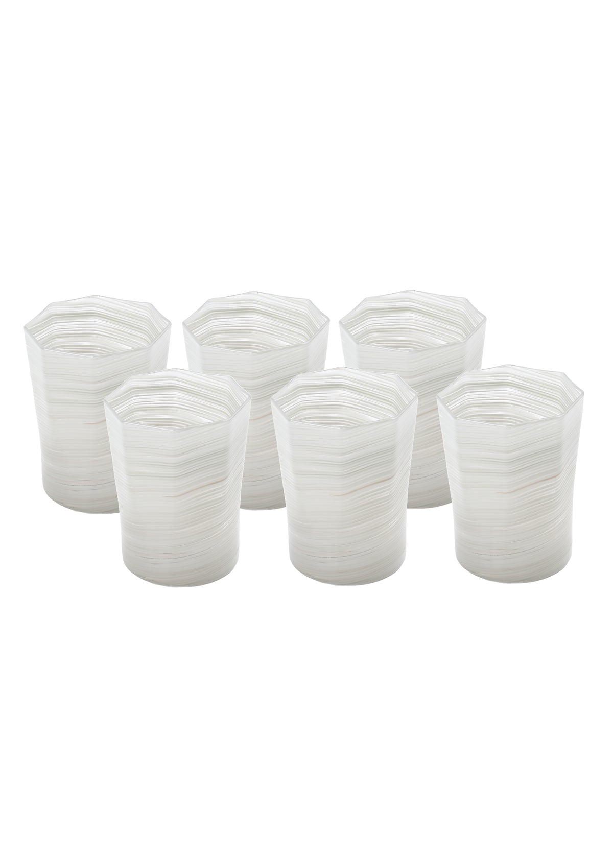 Short Hand Blown Tumbler in Grey, Set of 6