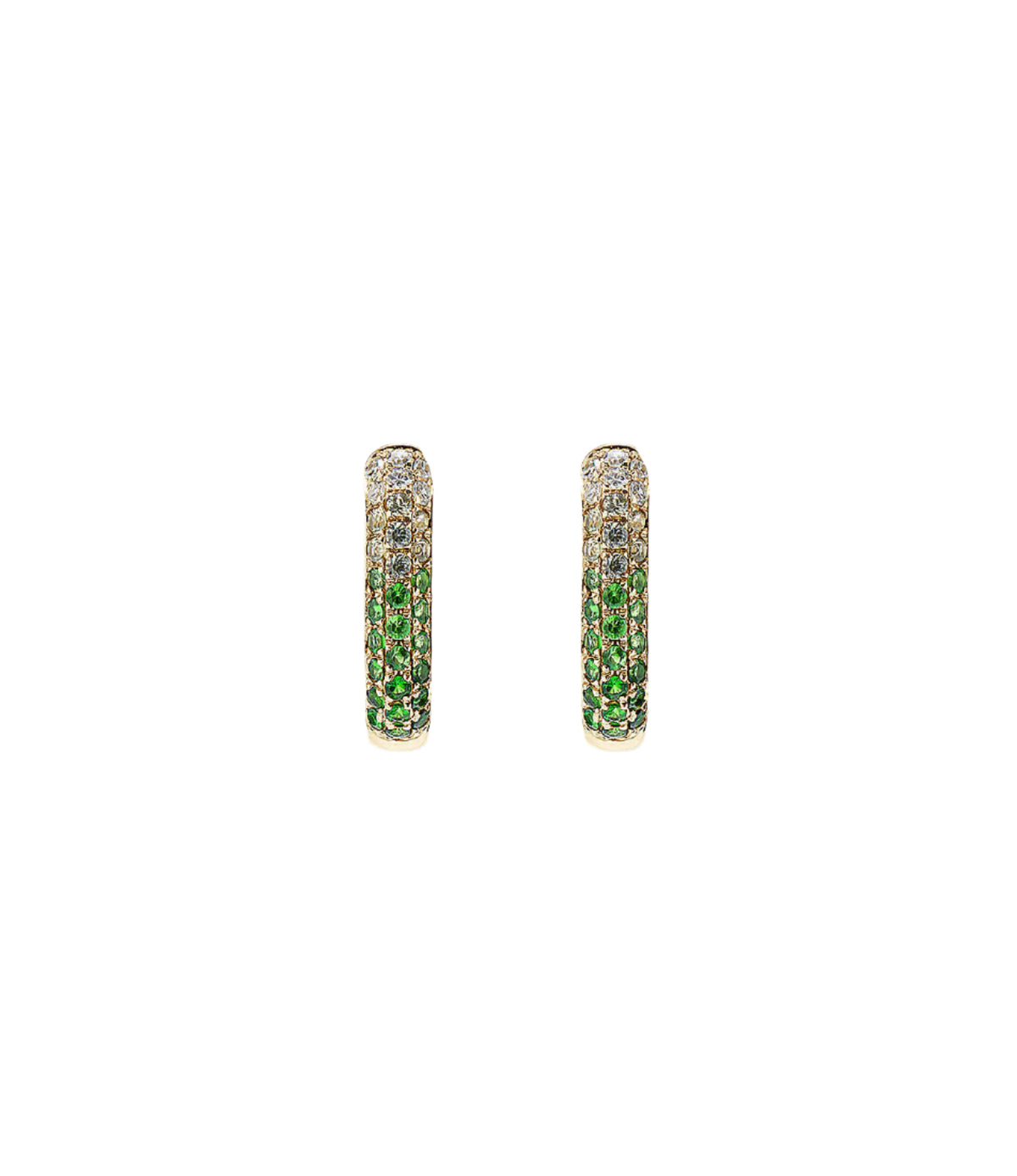 Diamond & Green Sapphire Oval Hoop Earrings