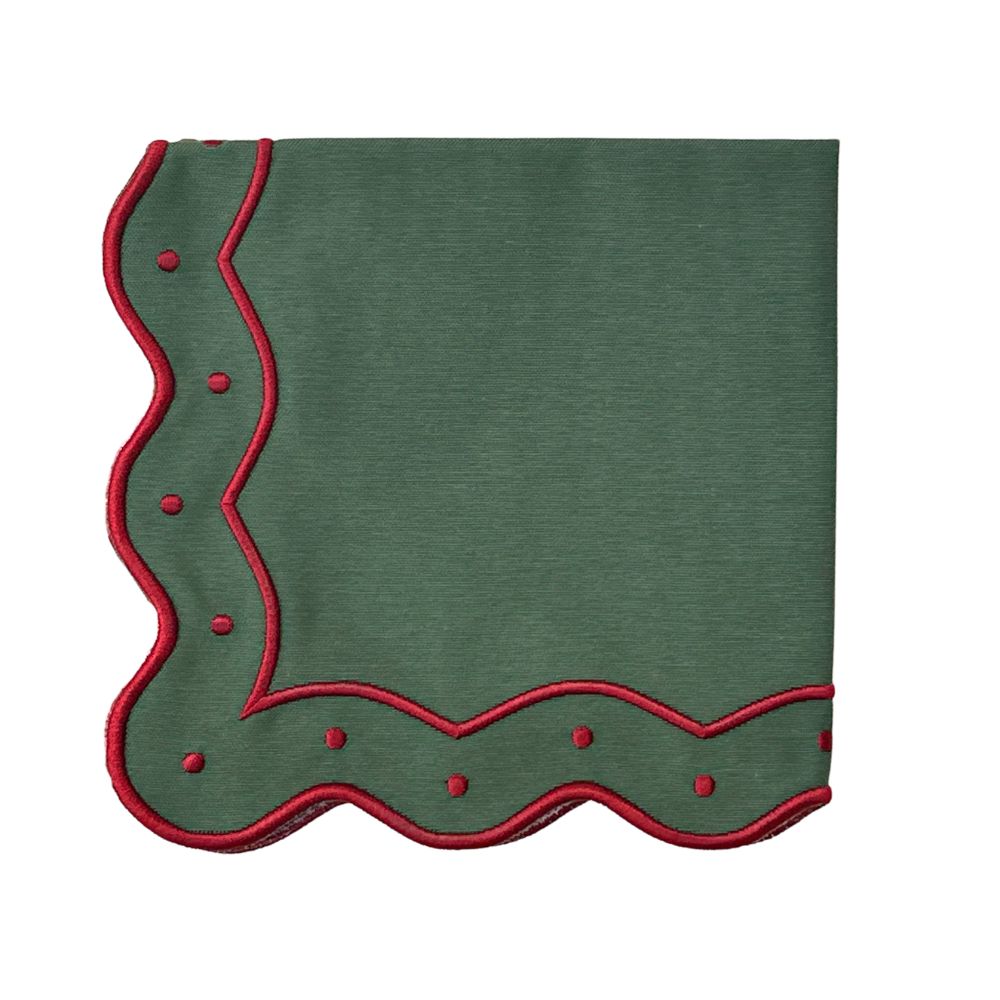 Eve Napkin in Christmas Green and Red, Set of 4