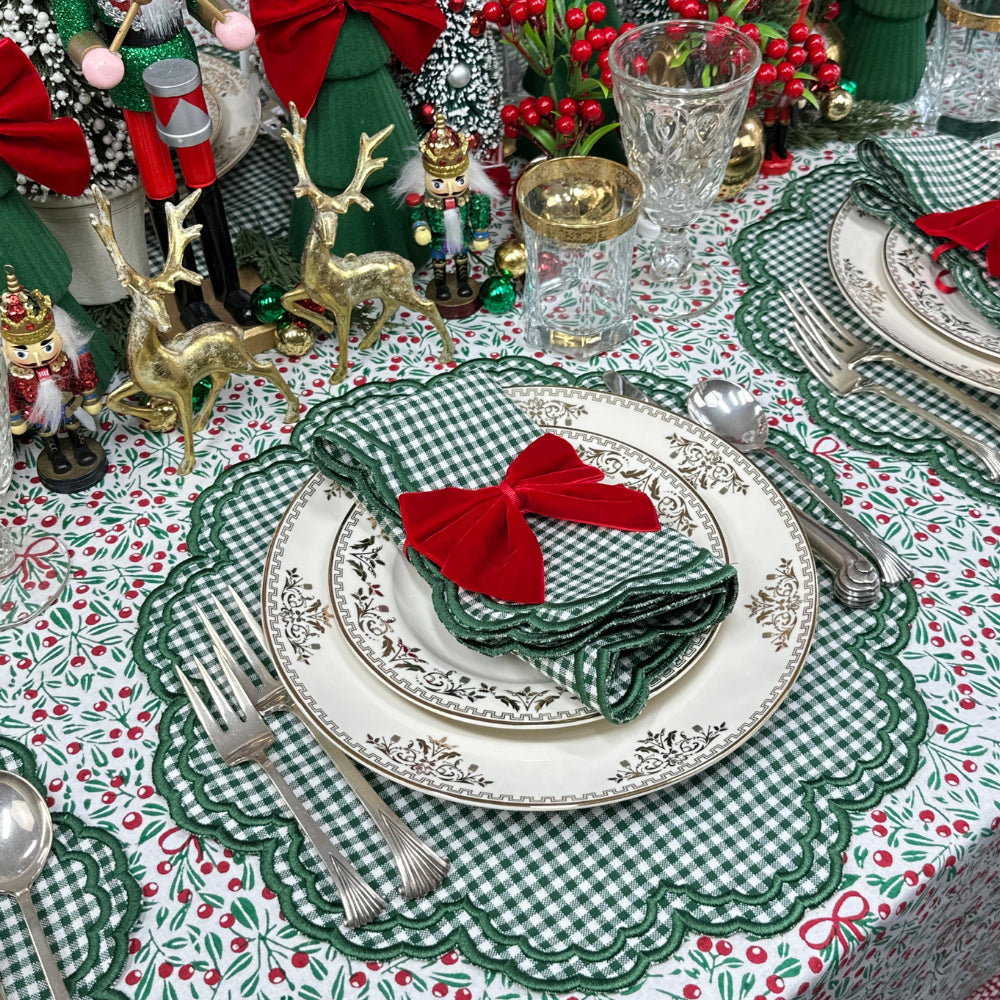 Bettina Placemat in Dark Green Gingham, Set of 4