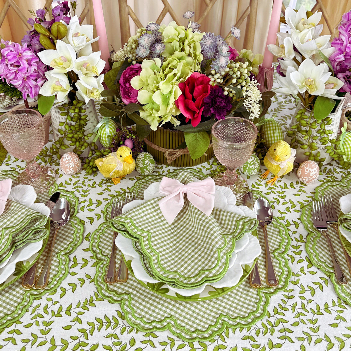 Bettina-Gingham Placemat in Green, Set of 4