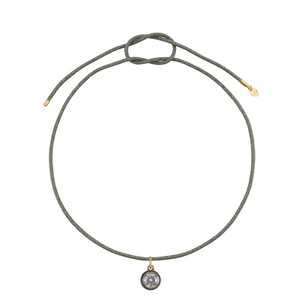 Green Lurex Necklace Cord with Rhodium Bezel Charm