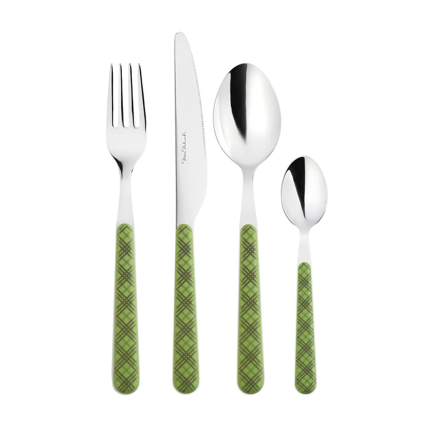 Tartan Cutlery in Green, Set of 4