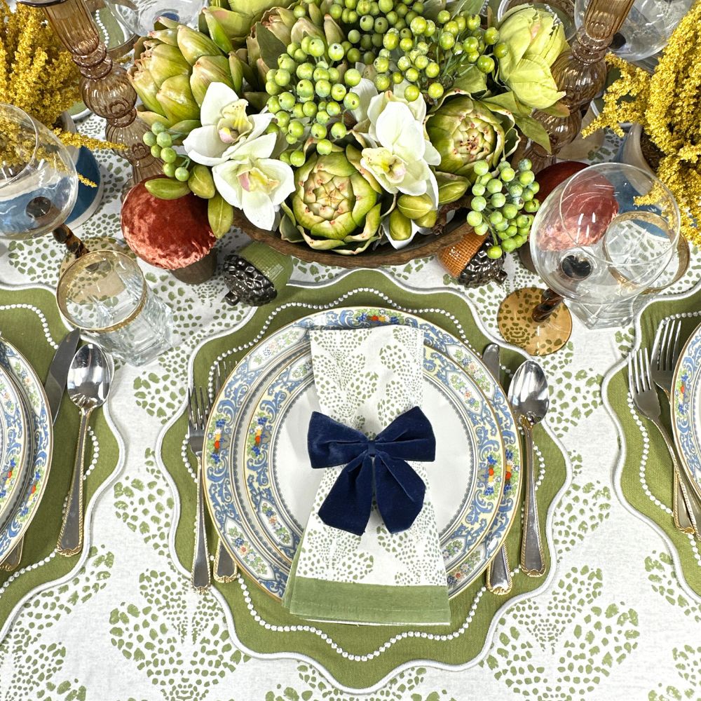 Green tablecloth, Fall tablecloth, Thanksgiving tablecloth