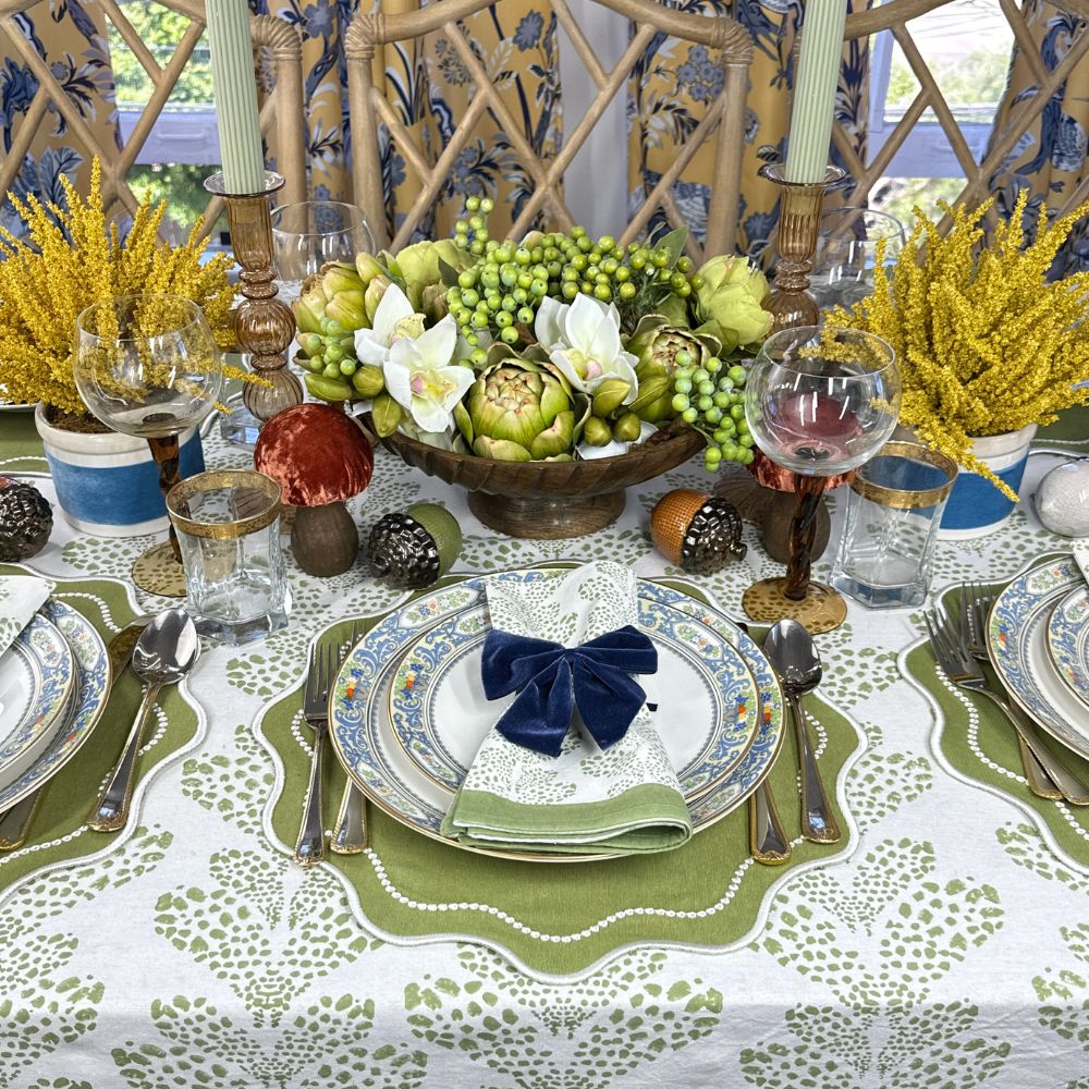 Green tablecloth, Fall tablecloth, Thanksgiving tablecloth