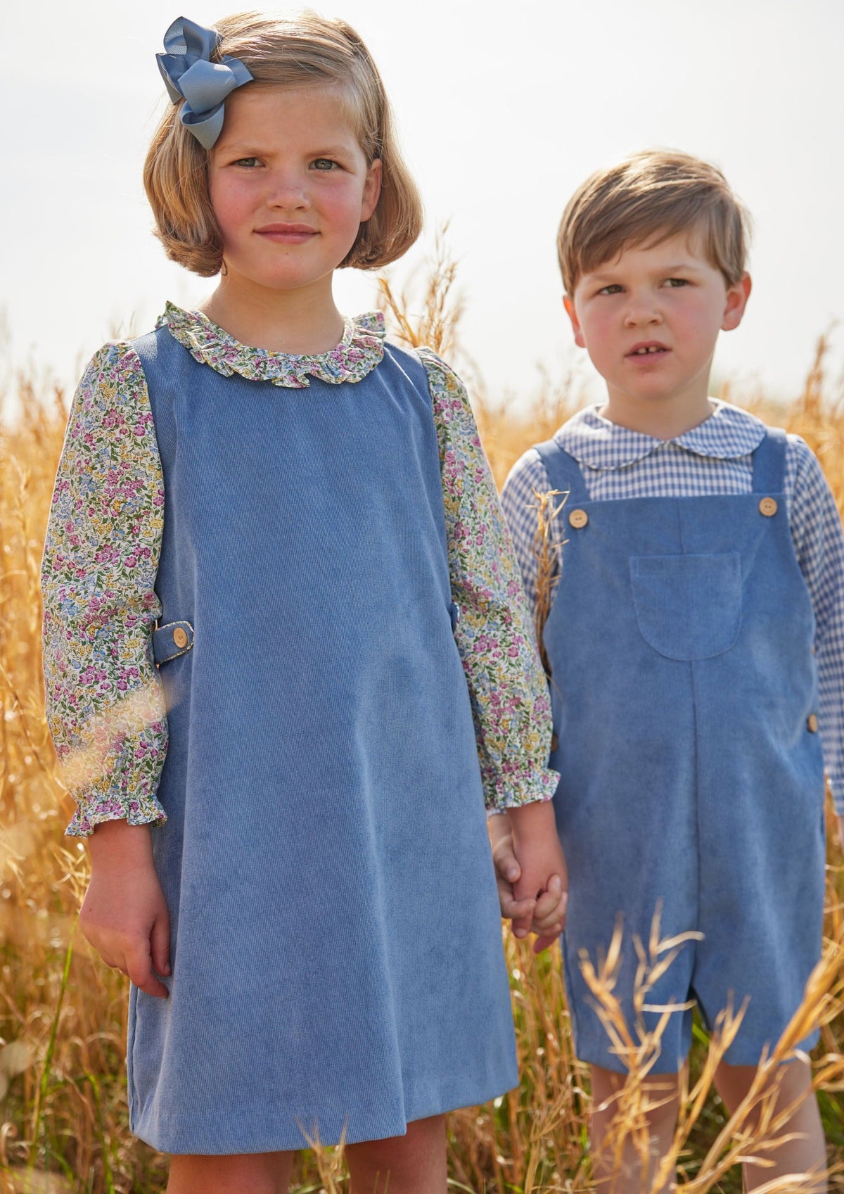 Little English classic baby boy peter pan shirt in grey blue gingham