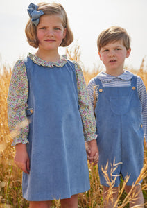 Little English classic baby boy peter pan shirt in grey blue gingham