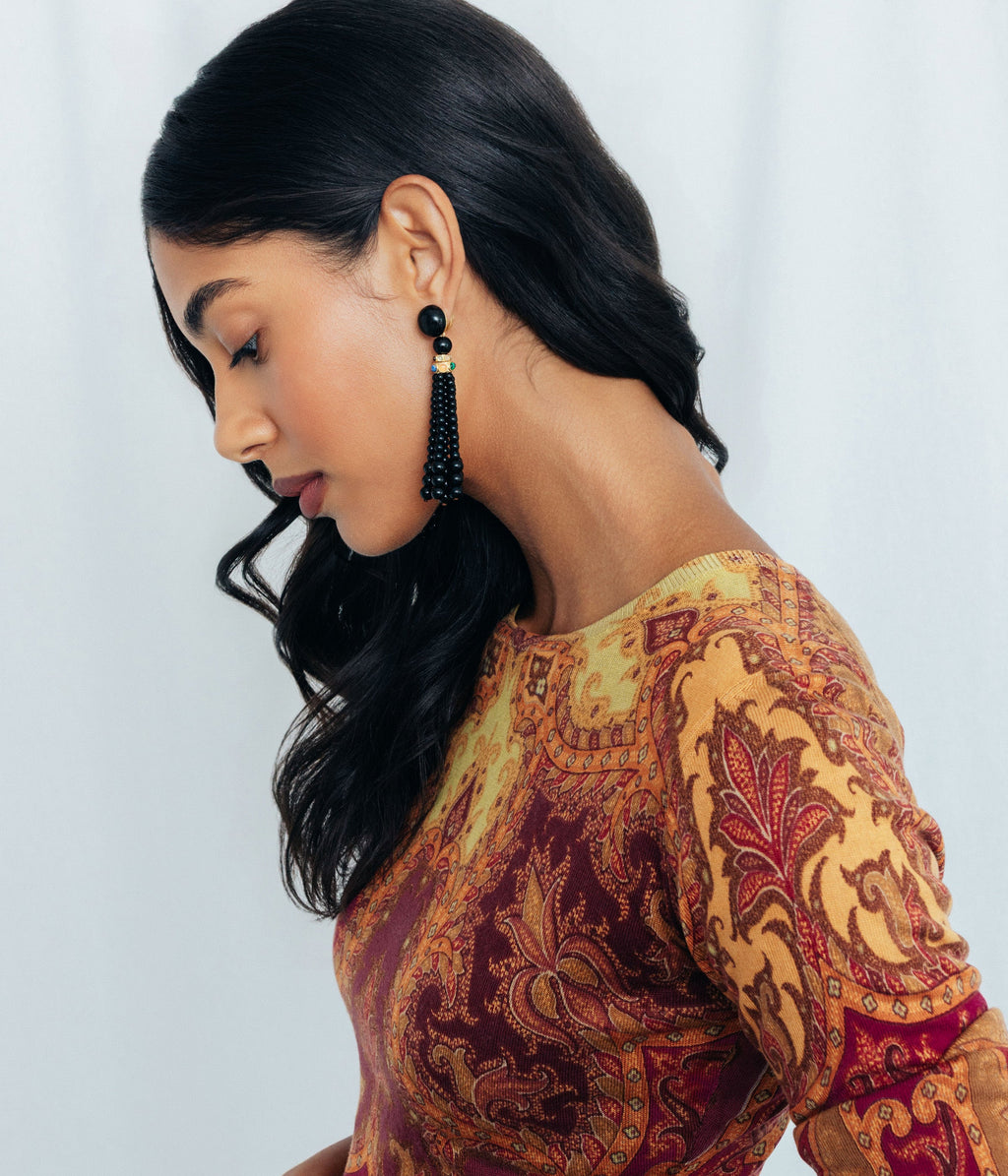 Greer Tassel Earrings in Jet - Loren Hope