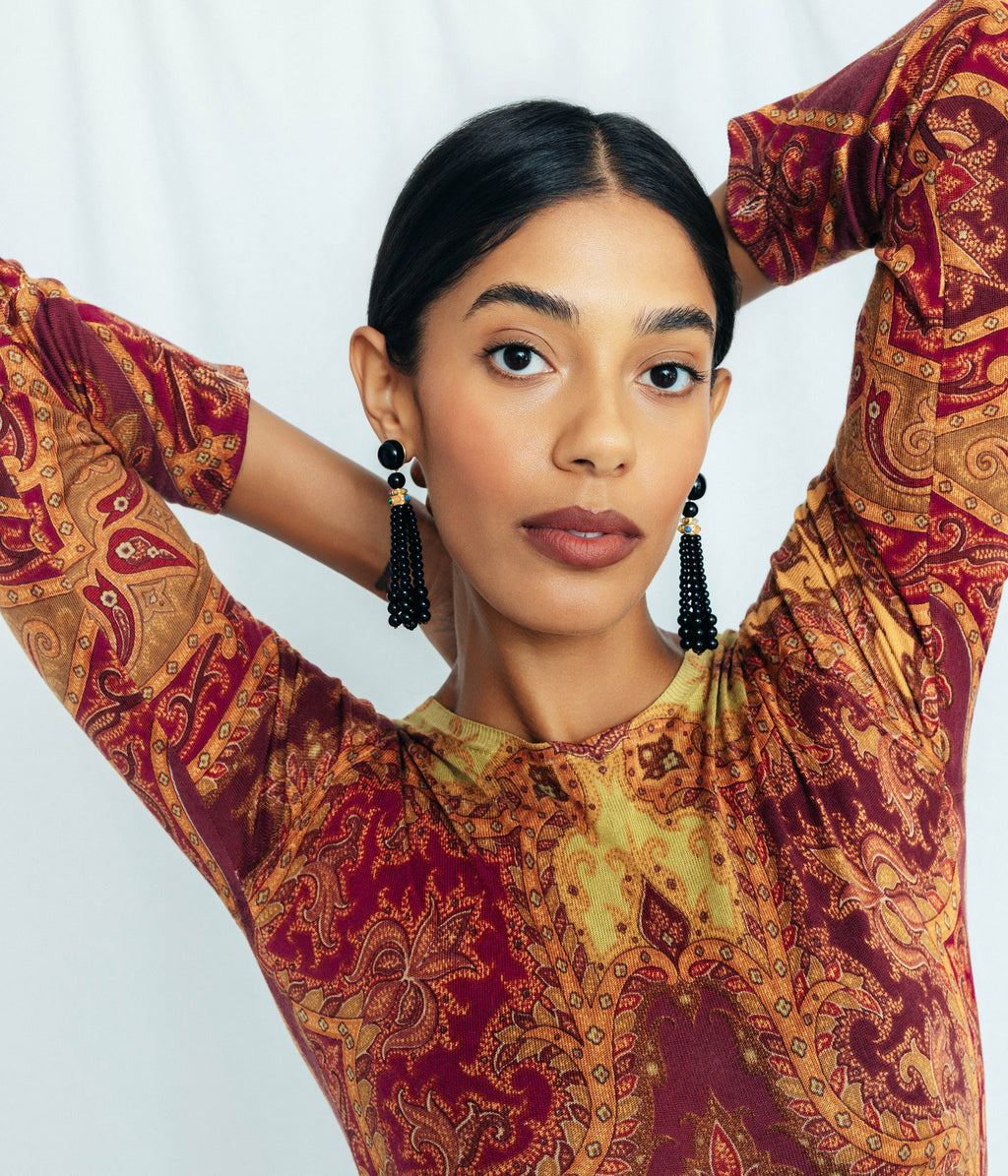 Greer Tassel Earrings in Jet - Loren Hope