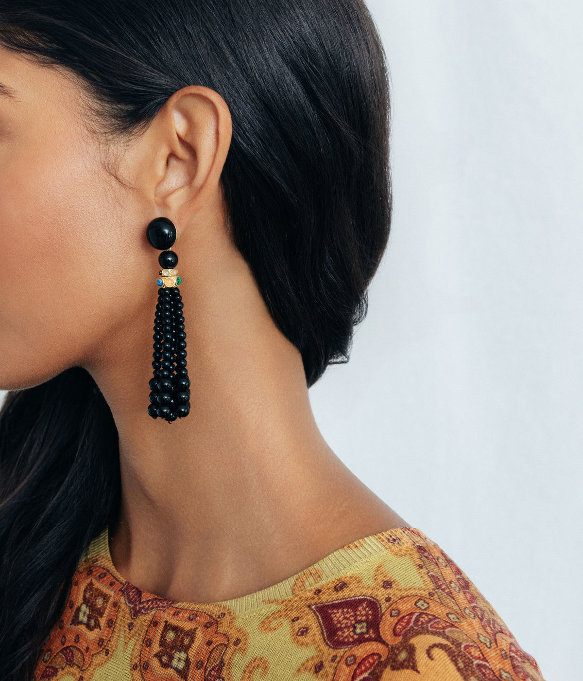 Greer Tassel Earrings in Jet - Loren Hope