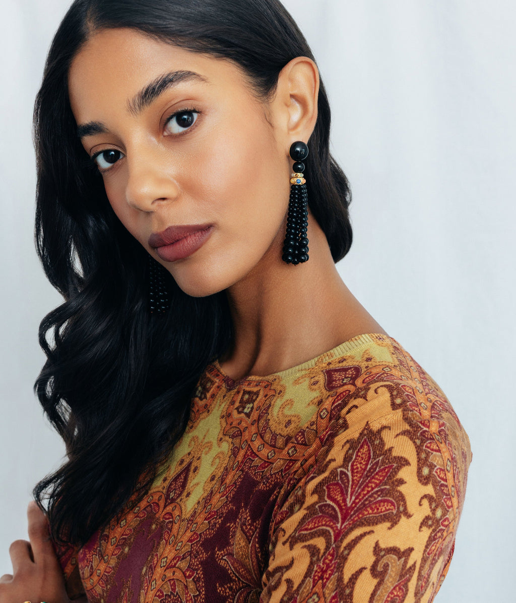 Greer Tassel Earrings in Jet - Loren Hope