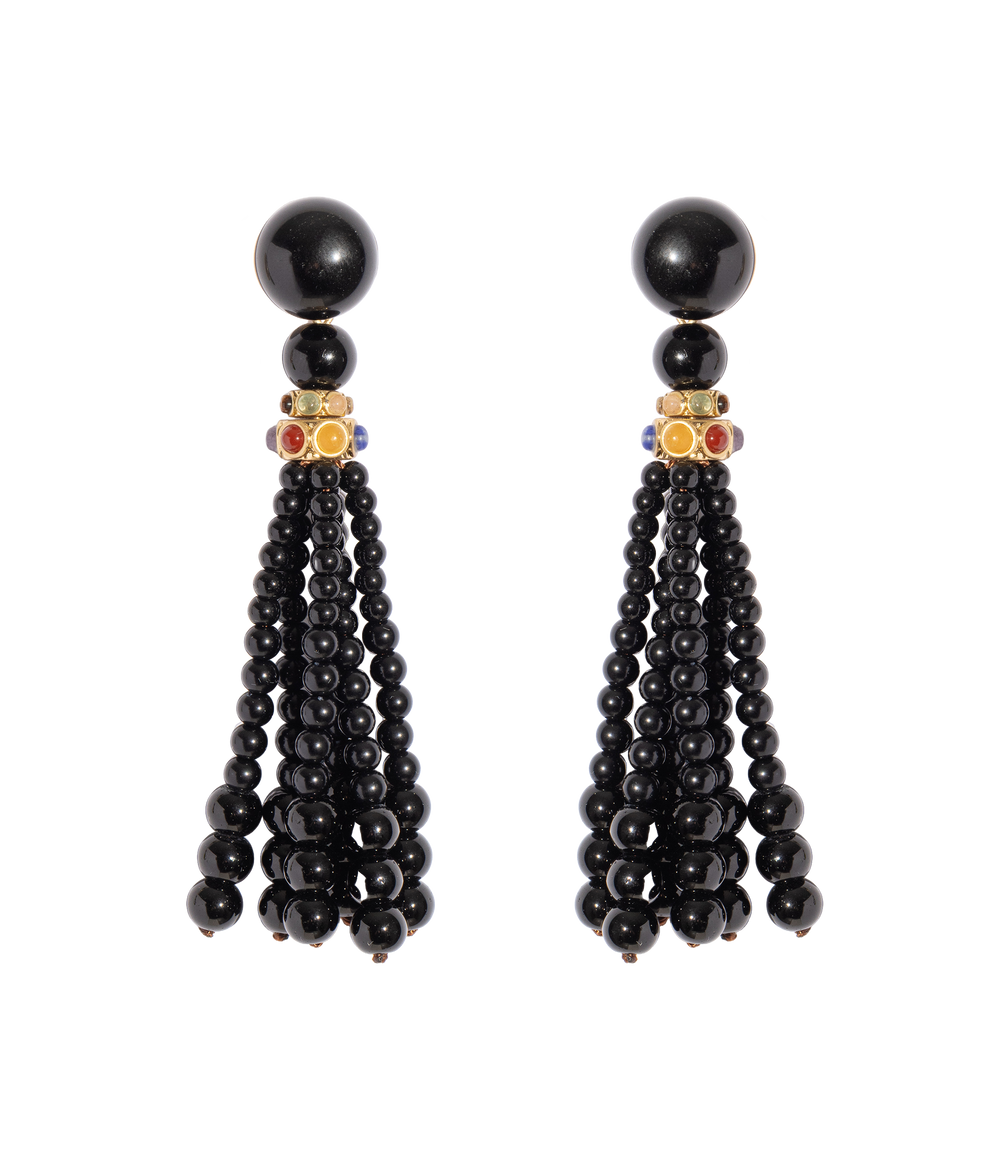 Greer Tassel Earrings in Jet - Loren Hope
