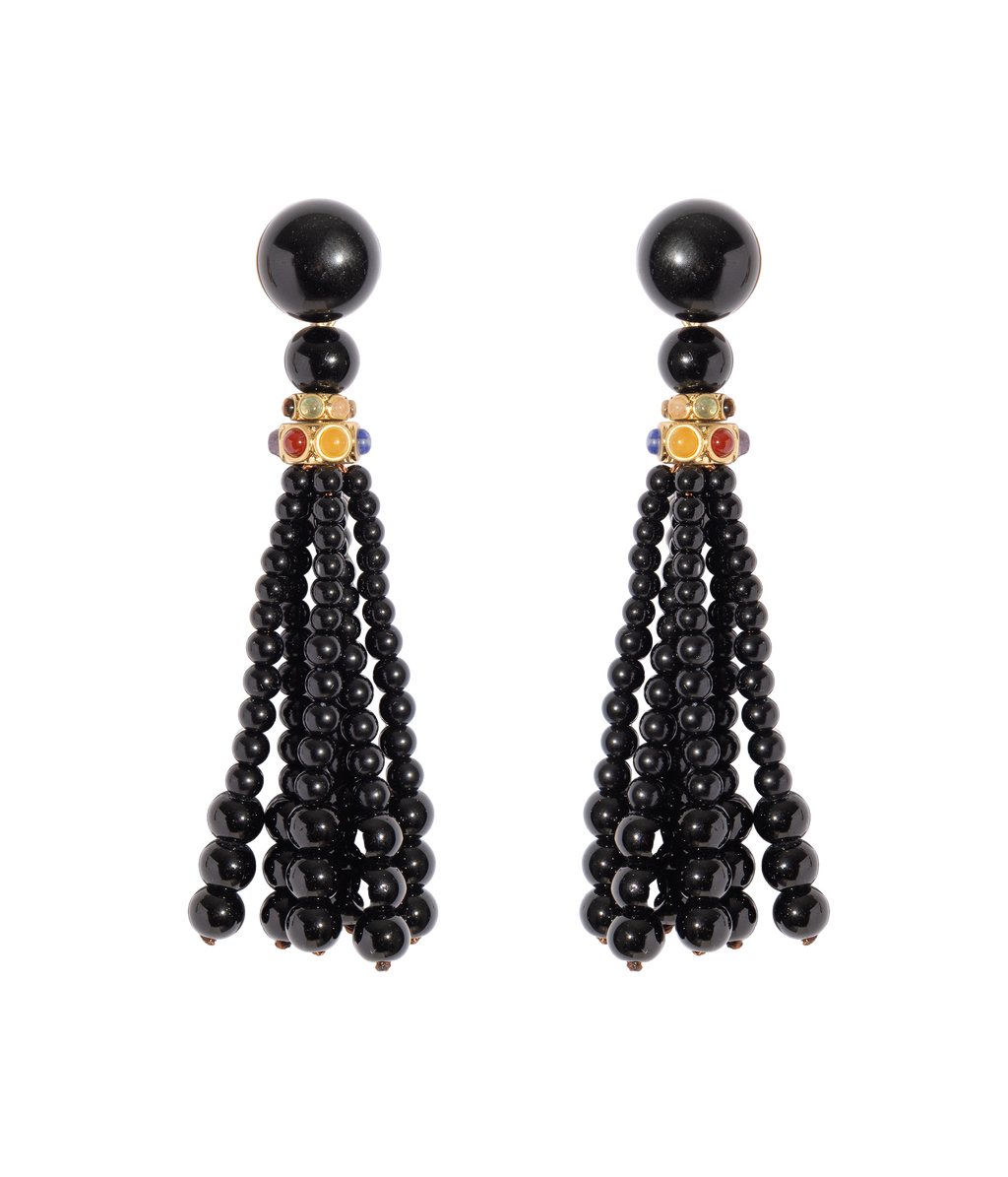 Greer Tassel Earrings in Jet - Loren Hope