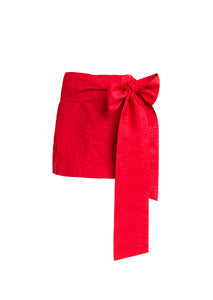 Granada Bow Mini Skirt in Rose Red
