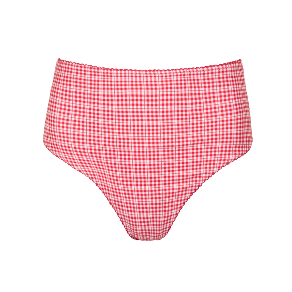 Women's Poppy Gingham High Waist Bikini Bottom | Over The Moon
