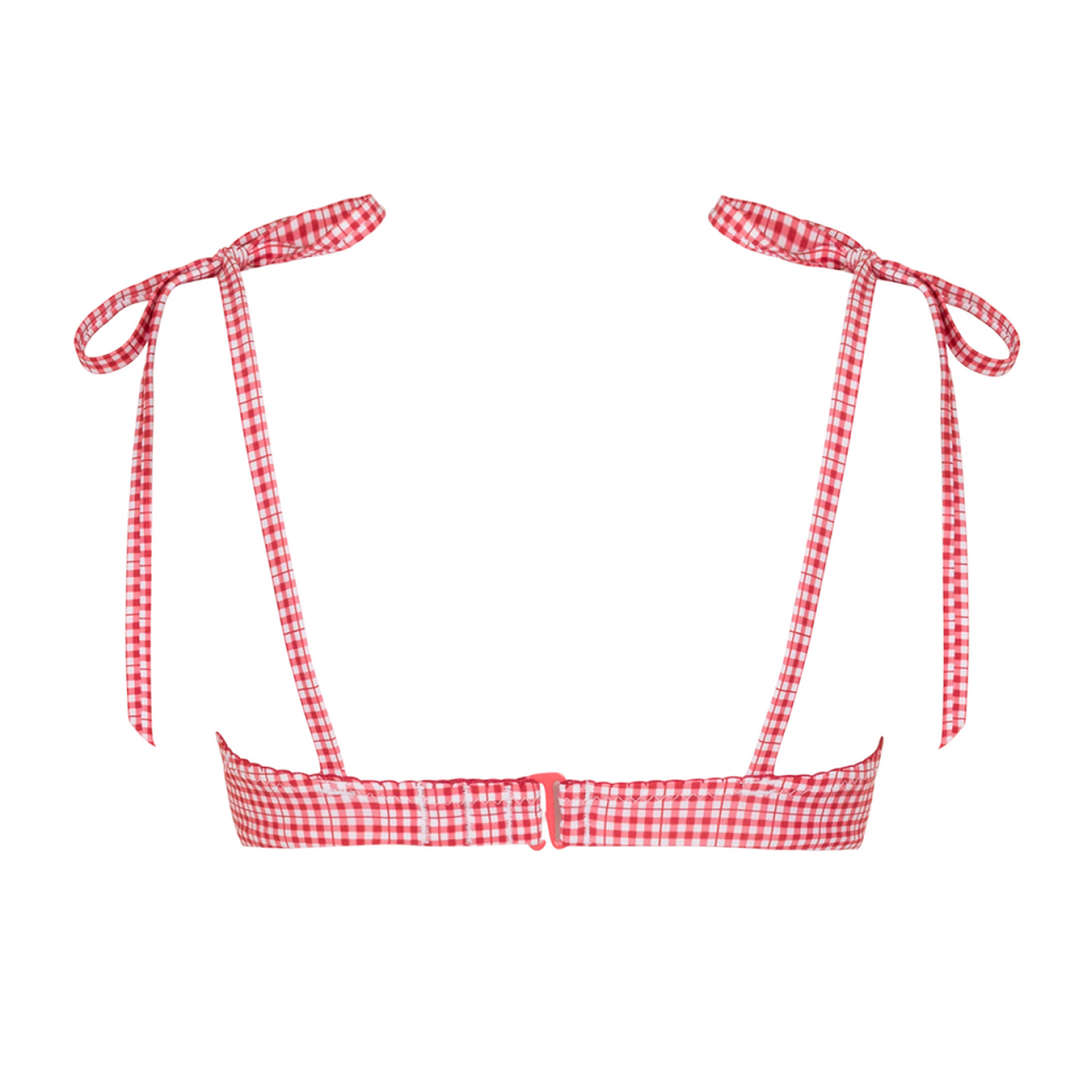 Women’s Poppy Gingham Cup Bikini Top with Tie Straps