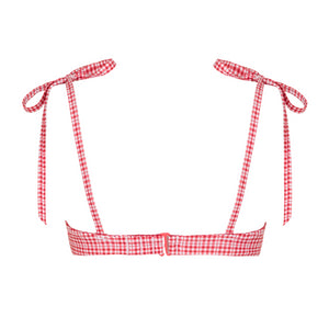 Women’s Poppy Gingham Cup Bikini Top with Tie Straps