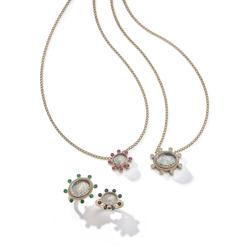 Large Octopus Caspian Necklace in Grey Mother-of-Pearl