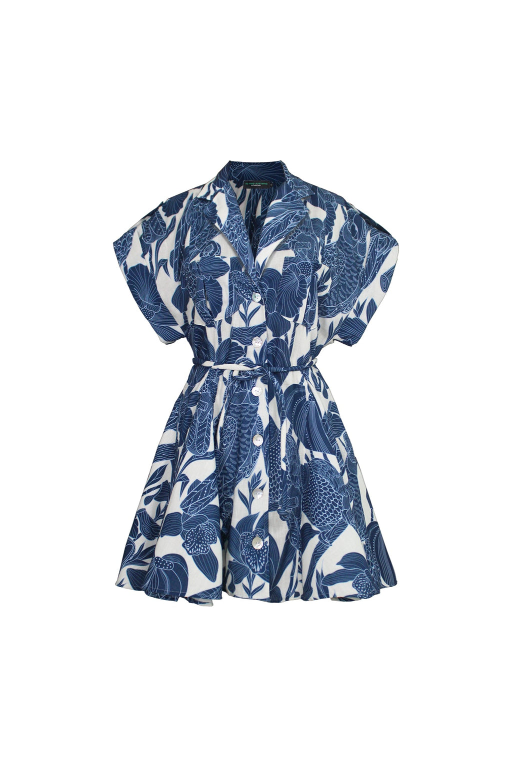 Guayaba Mini Dress in Canario Blue Print