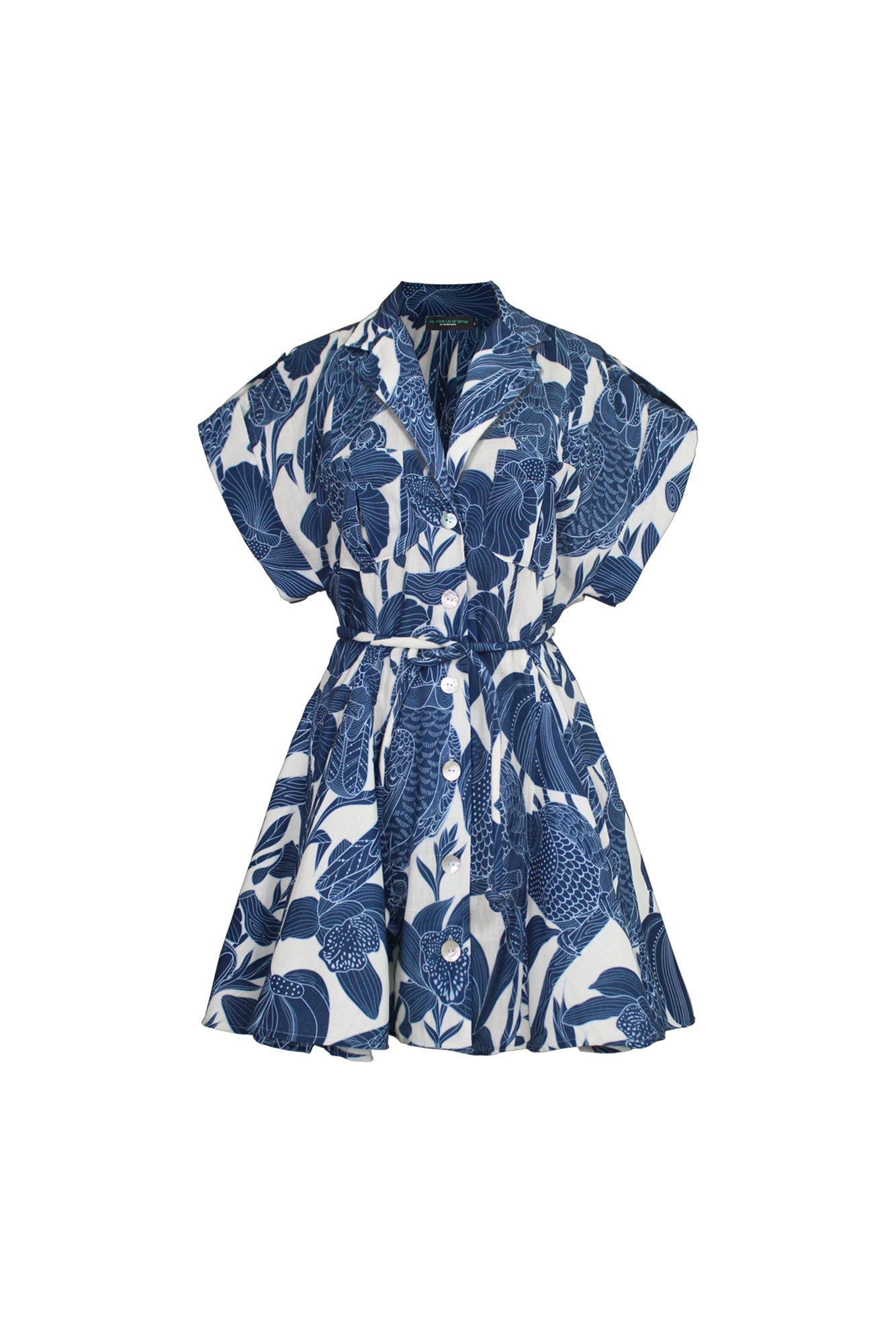 Guayaba Mini Dress in Canario Blue Print