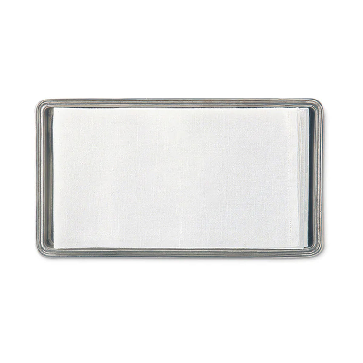 Top view of Guest Towel Tray showcasing raised rim and recessed center on white background