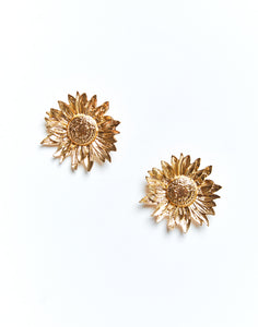 Gwen Sunflower Earrings in Gold