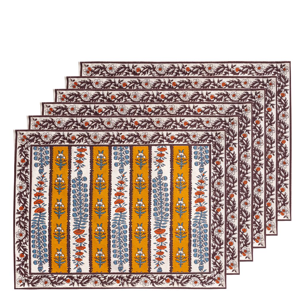 Provence Avignon Mats in Dijon & Blue, Set of 6