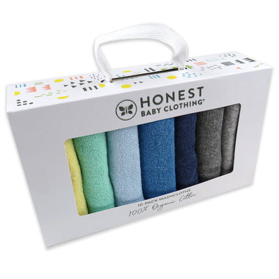 10-Pack EVERYDAY EASY Organic Cotton Washcloths Gift Set, Rainbow Blues