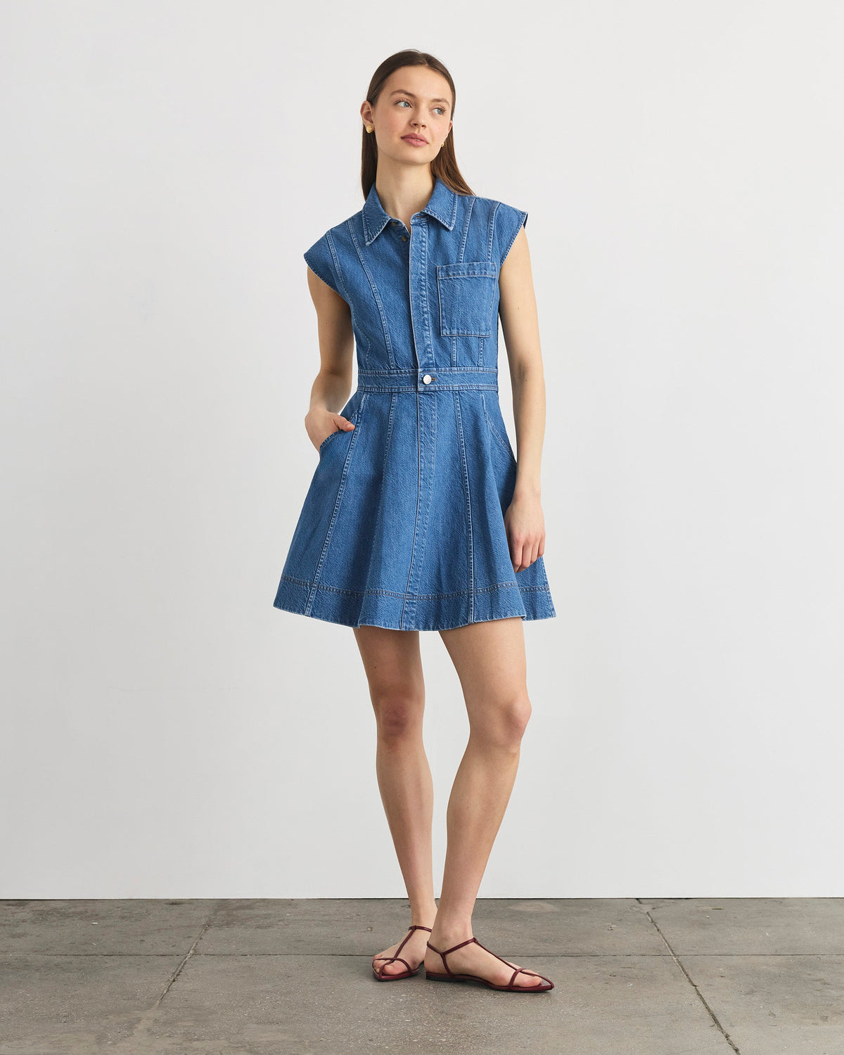 Sleeveless Hailey Dress in Medium Indigo Blue