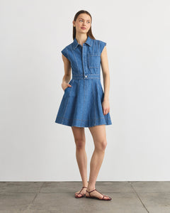 Sleeveless Hailey Dress in Medium Indigo Blue