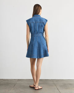 Sleeveless Hailey Dress in Medium Indigo Blue