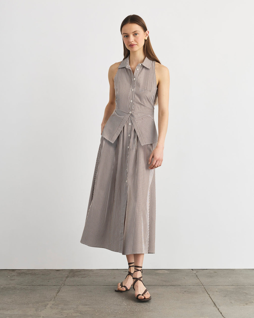 Hannah Dress in Acorn & Optic White