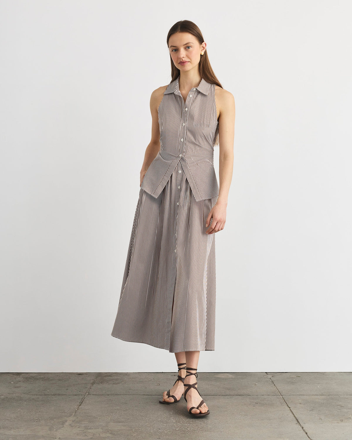 Hannah Dress in Acorn & Optic White