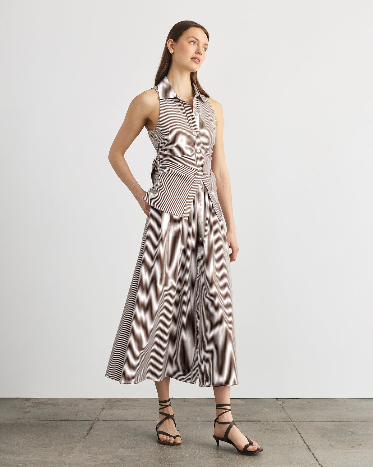 Hannah Dress in Acorn & Optic White