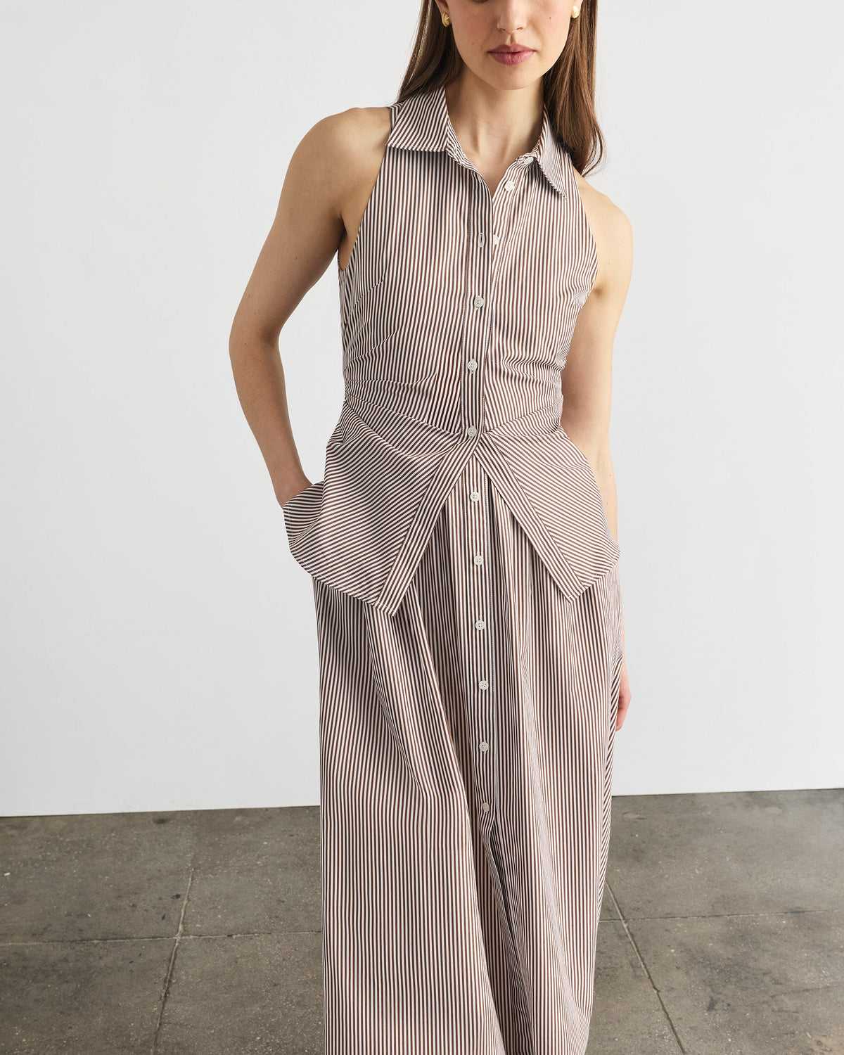 Hannah Dress in Acorn & Optic White