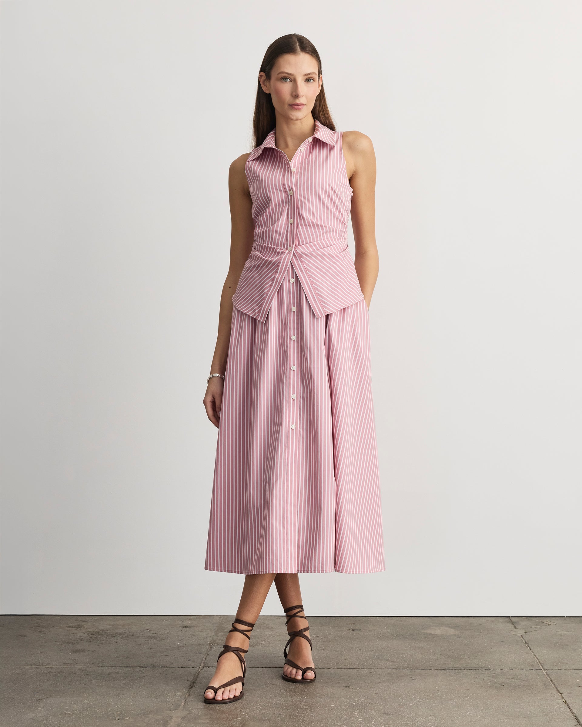 Hannah Dress in Vintage Rose & Optic White