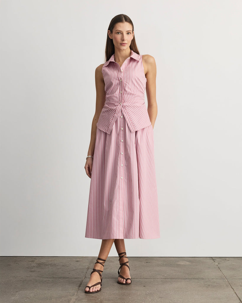 Hannah Dress in Vintage Rose & Optic White