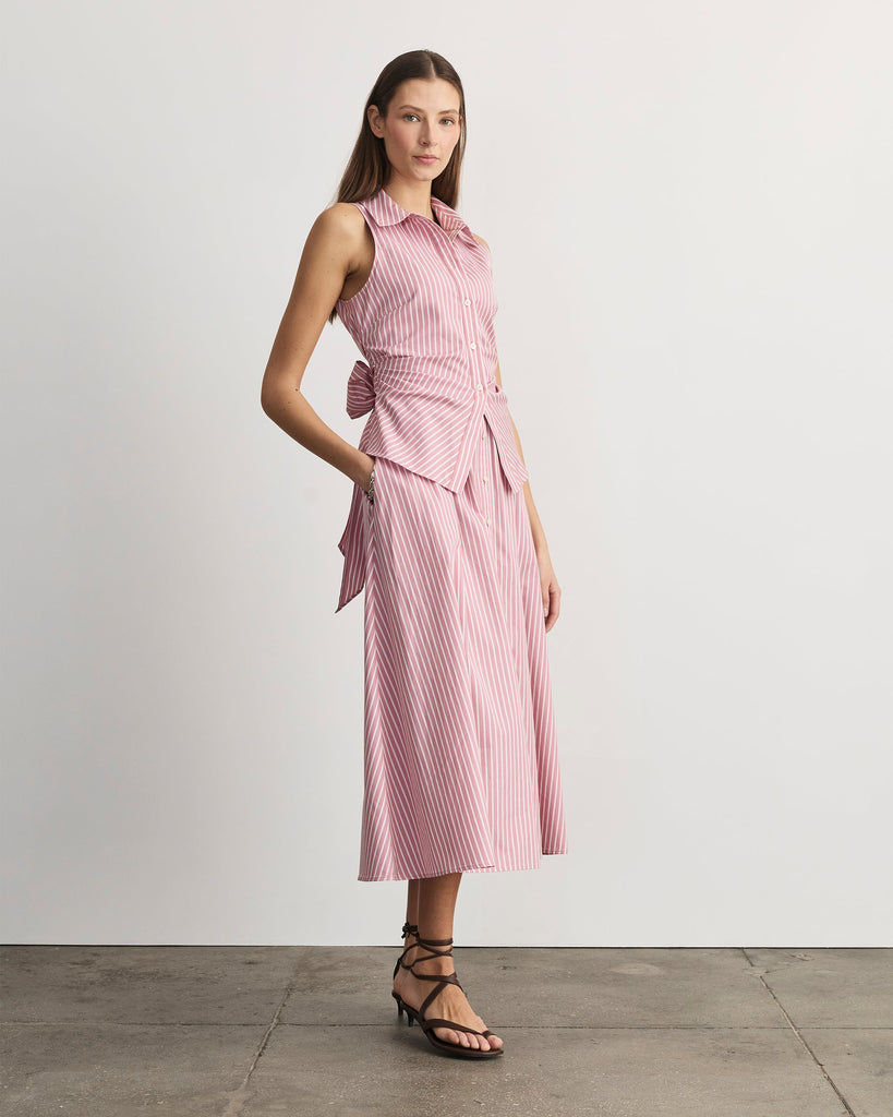 Hannah Dress in Vintage Rose & Optic White