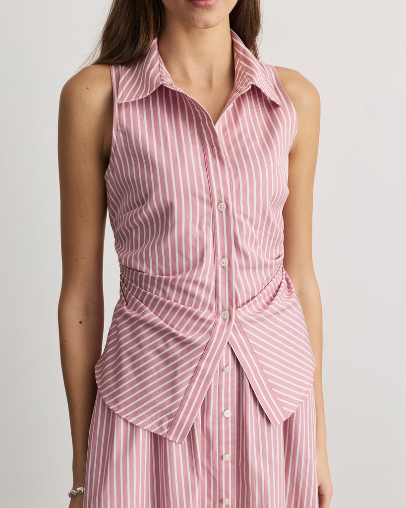 Hannah Dress in Vintage Rose & Optic White