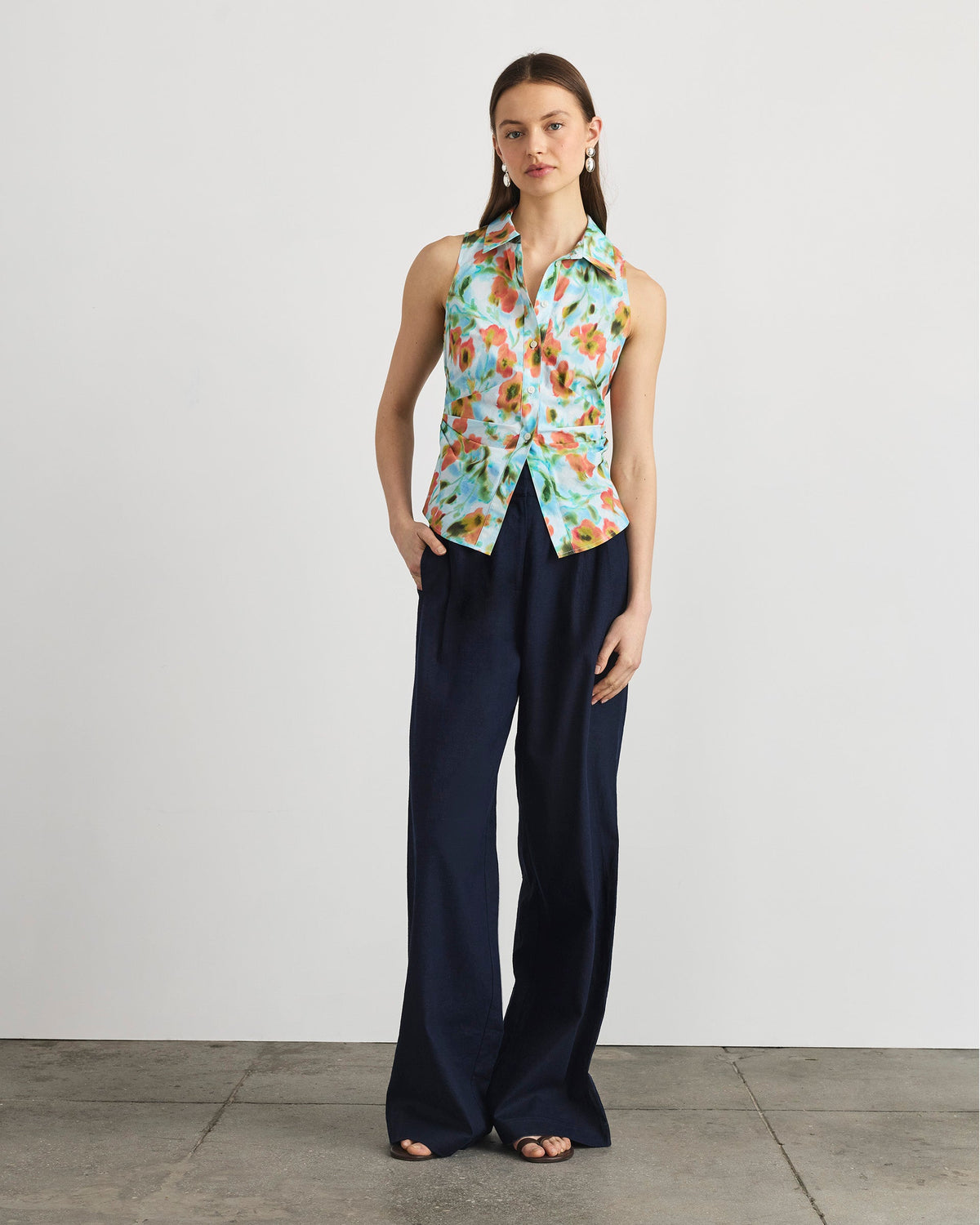 Hannah Top in Powder Blue Multi
