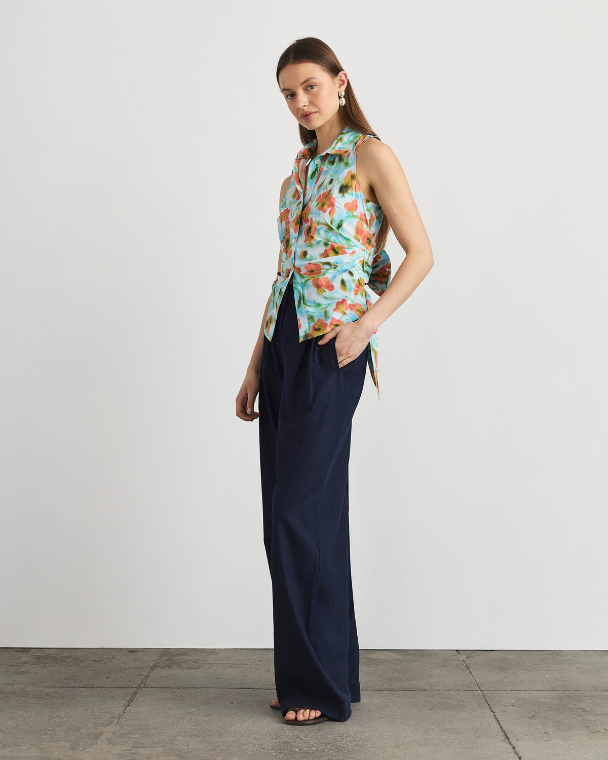 Hannah Top in Powder Blue Multi
