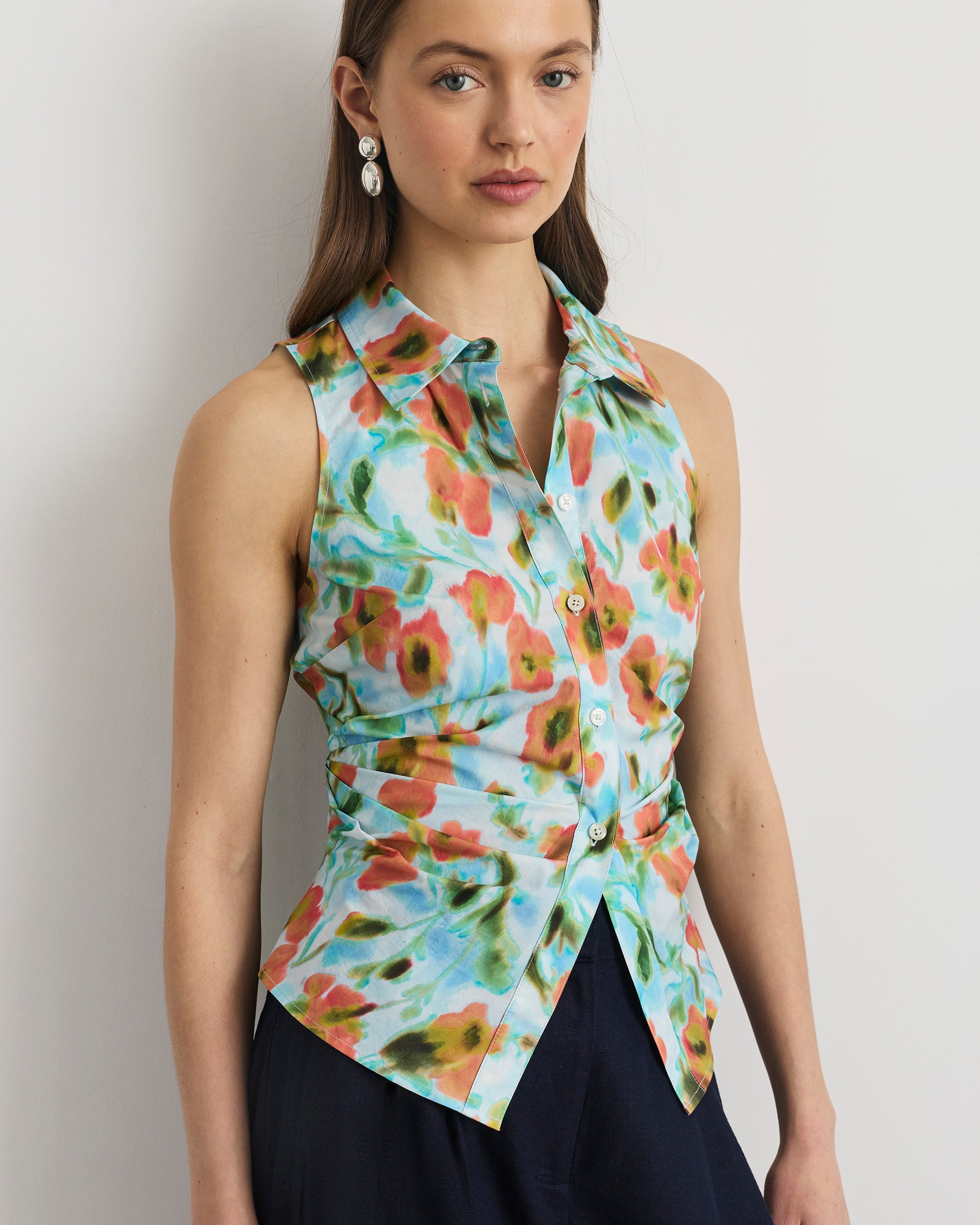 Hannah Top in Powder Blue Multi