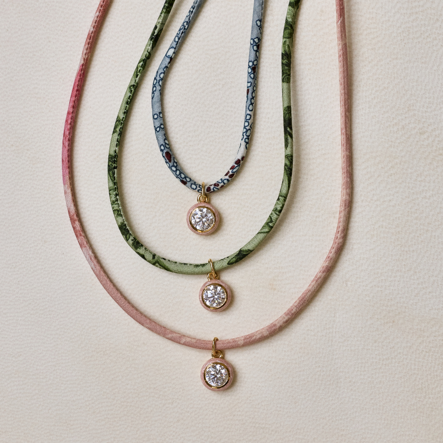 HART X Hill House Cord Necklaces with Pink Bezel Charms