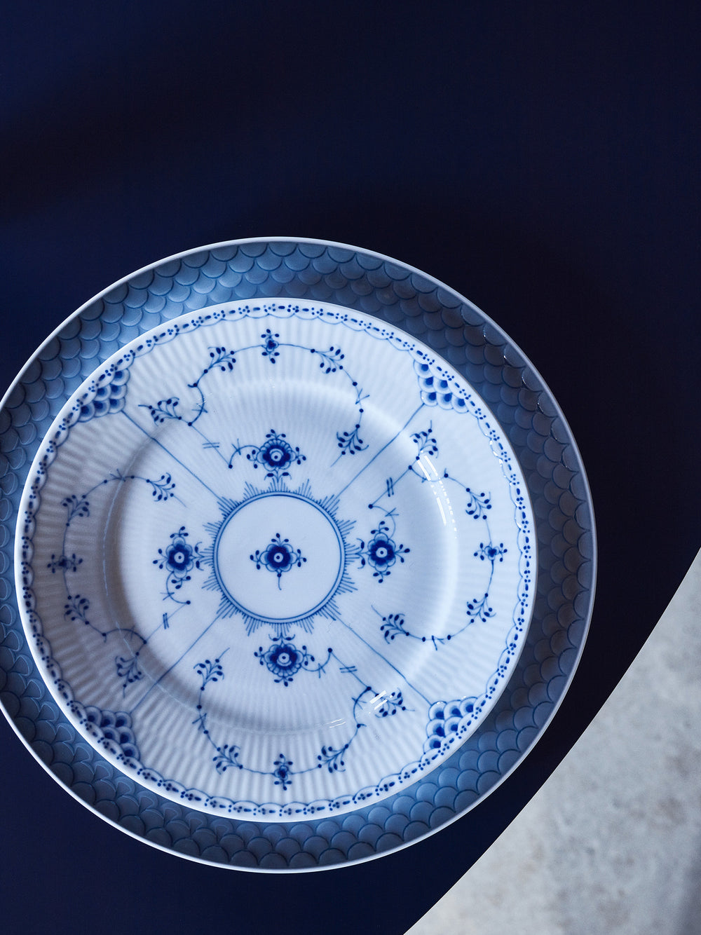 Blue Fluted Half Lace Salad Plate 8.75"