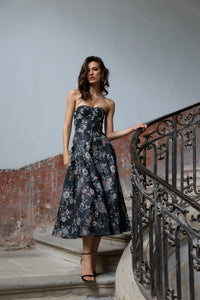 The Hazel Dress in Black Lilibet Brocade